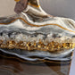 Sliver, Gray & Gold Color Geode Marble Design Cheeseboard