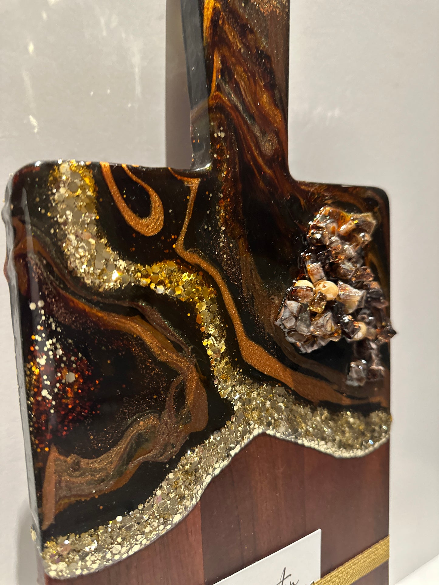 Black , Bronze Geode Design Cheeseboard