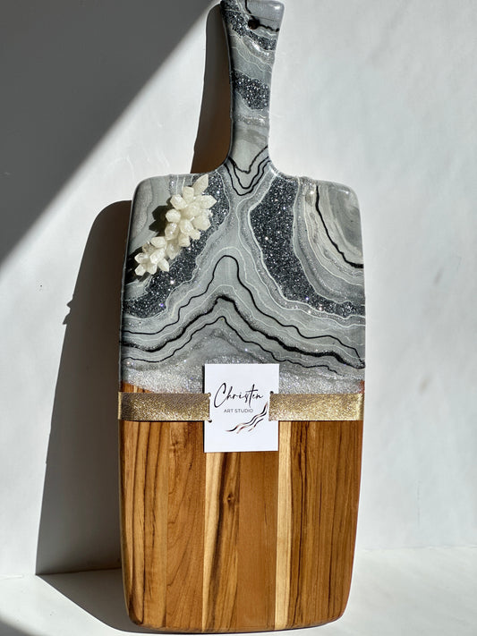 Gray Geode Pearl Elegance Cheese Board