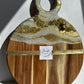 Pearl White & Gold Color Geode Marble Design Cheeseboard