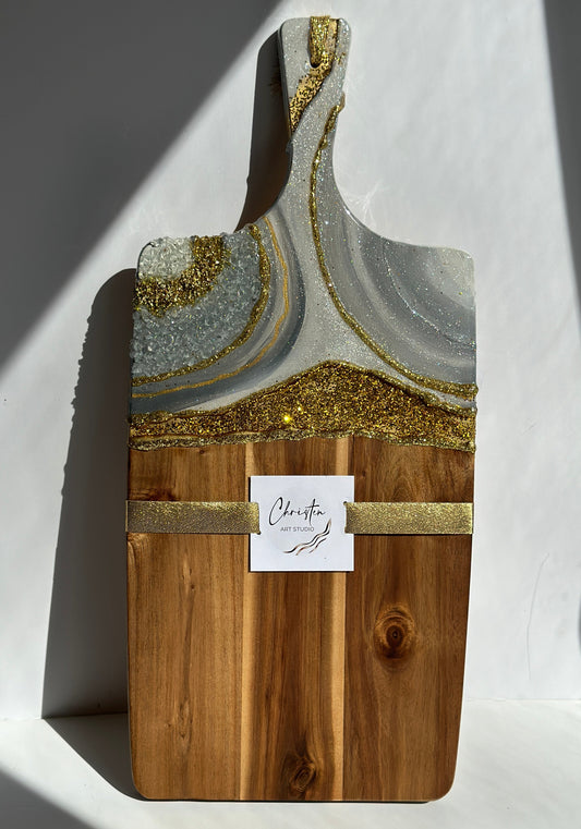 Gray and Gold Geode Design Cheeseboard