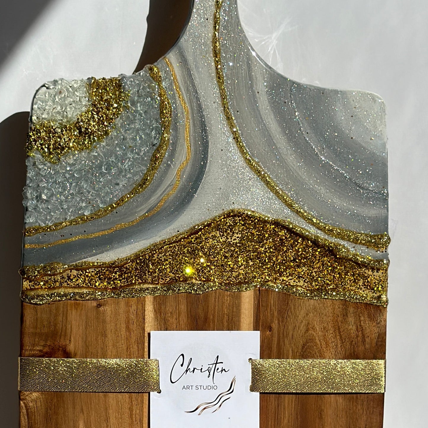 Gray and Gold Geode Design Cheeseboard