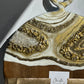 Round White & Gold Color Geode Marble Design Cheeseboard