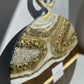 Round White & Gold Color Geode Marble Design Cheeseboard