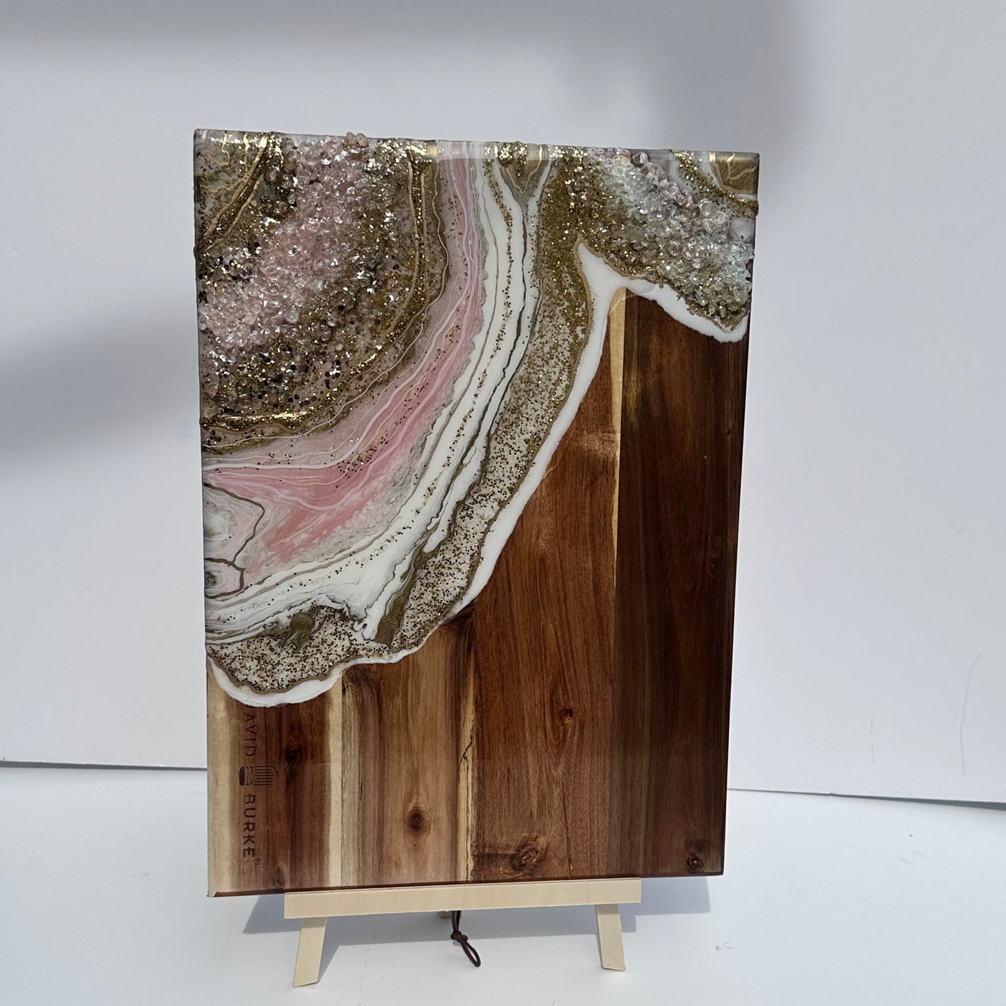 Pink & Gold Color Geode Marble Design Cheeseboard