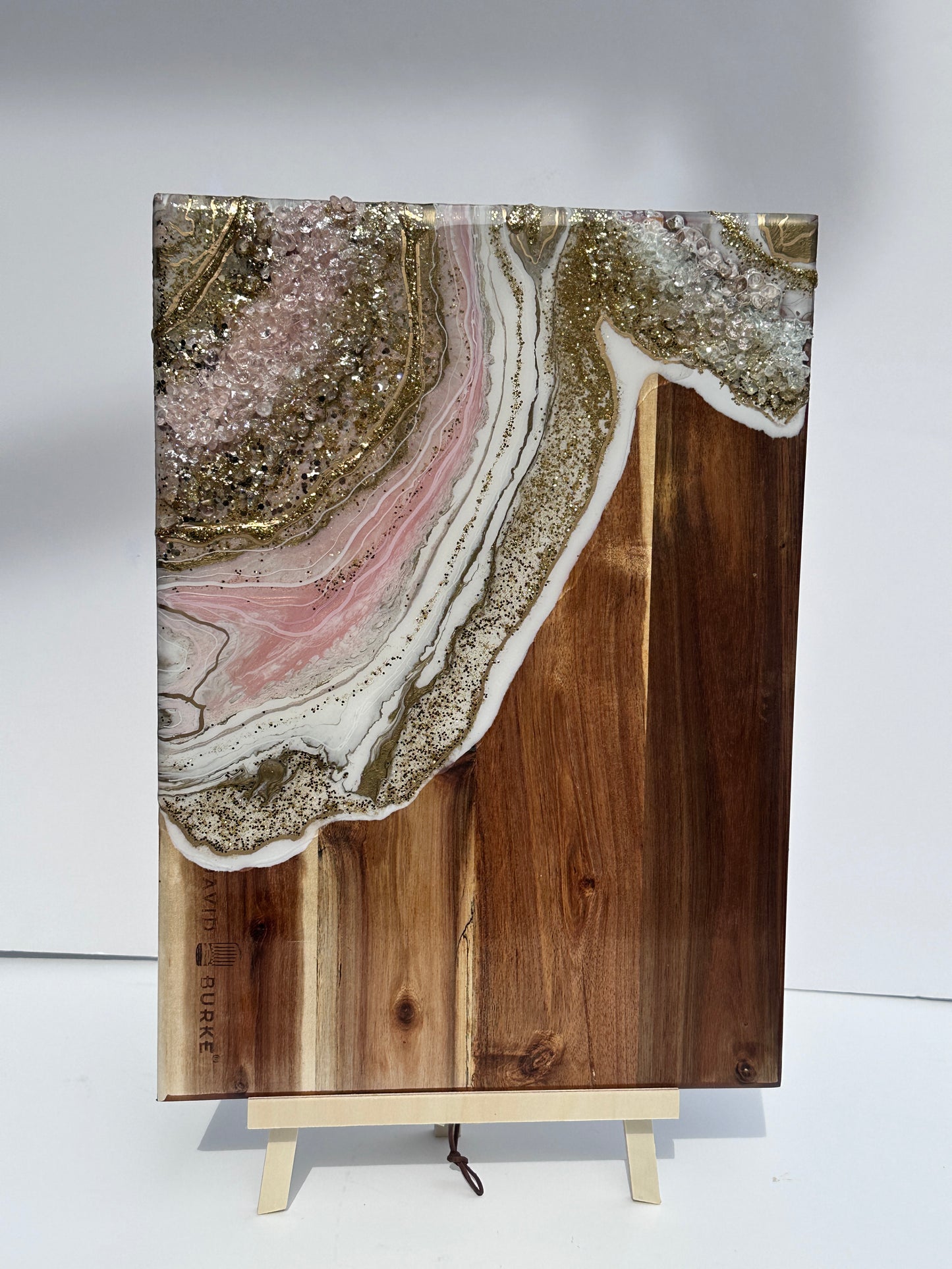 Pink & Gold Color Geode Marble Design Cheeseboard