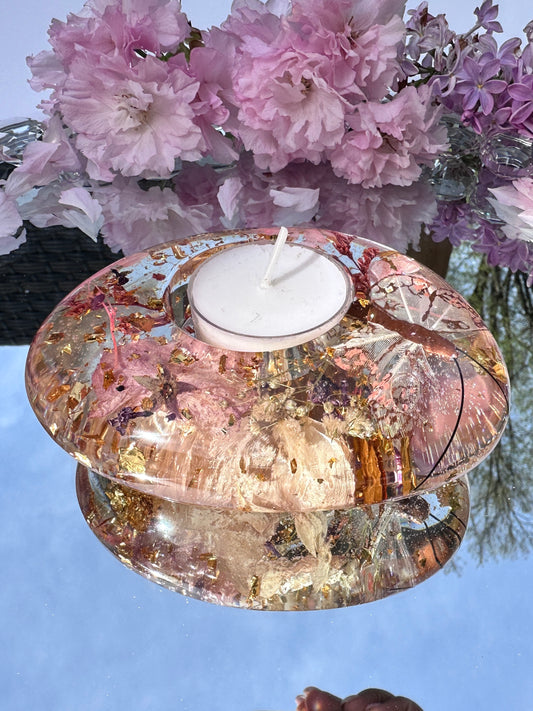 Blossoming Oval Tea Light Candle Holder