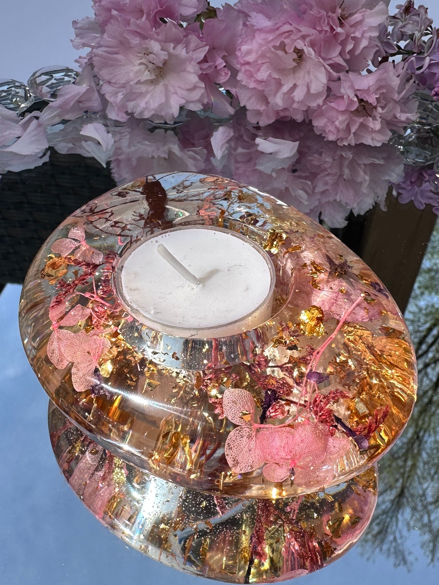 Blossoming Oval Tea Light Candle Holder