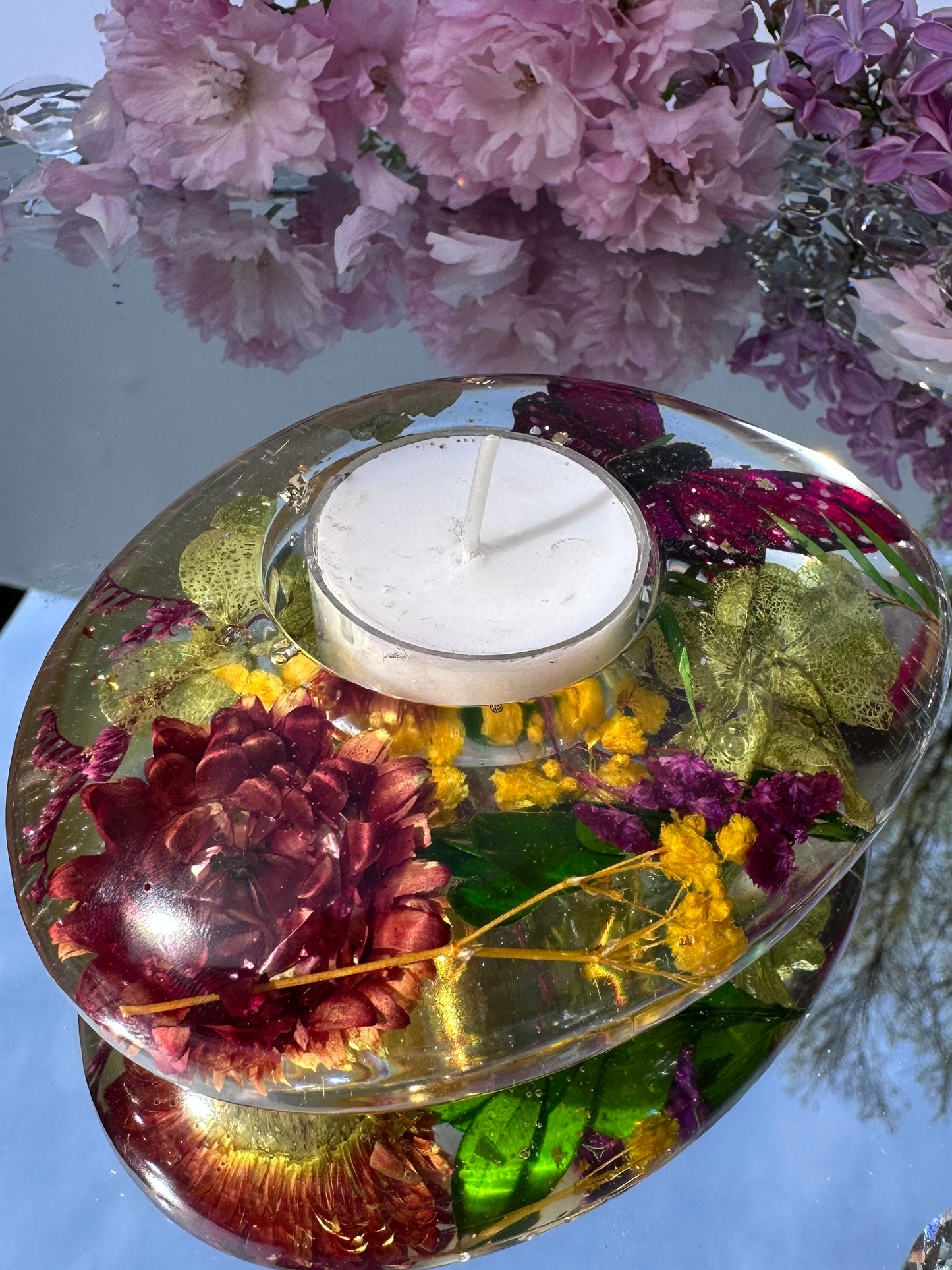 Blossoming Oval Tea Light Candle Holder