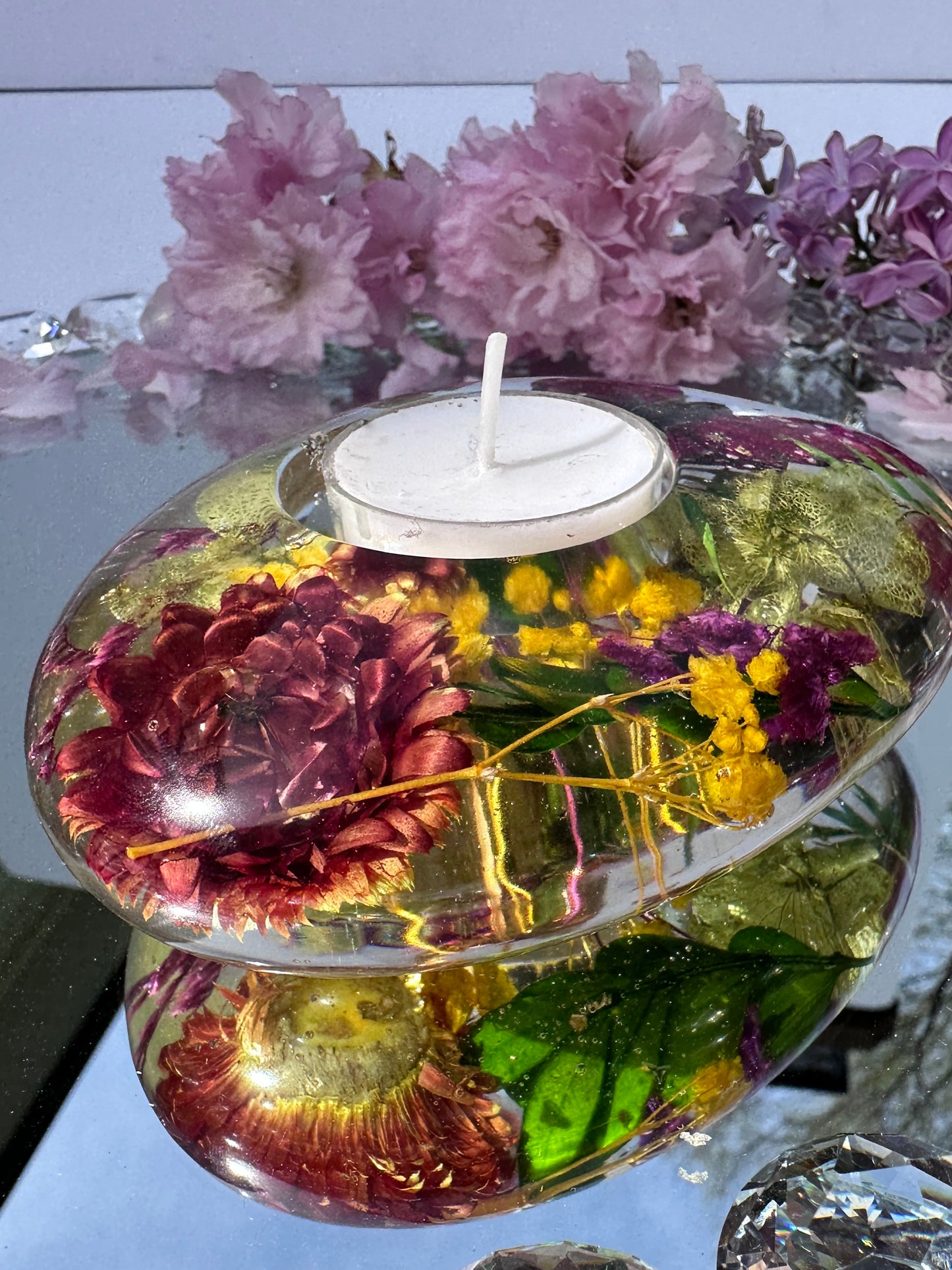 Blossoming Oval Tea Light Candle Holder