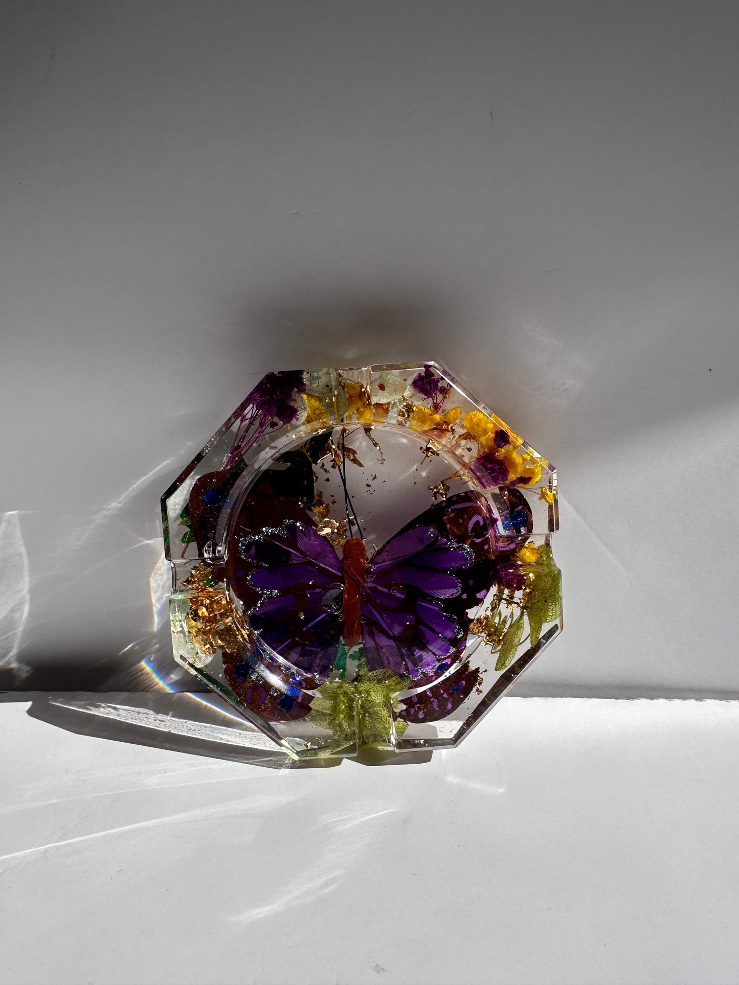 Floral Butterfly Resin Ashtray