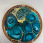 Round Stone Tray Turquiose