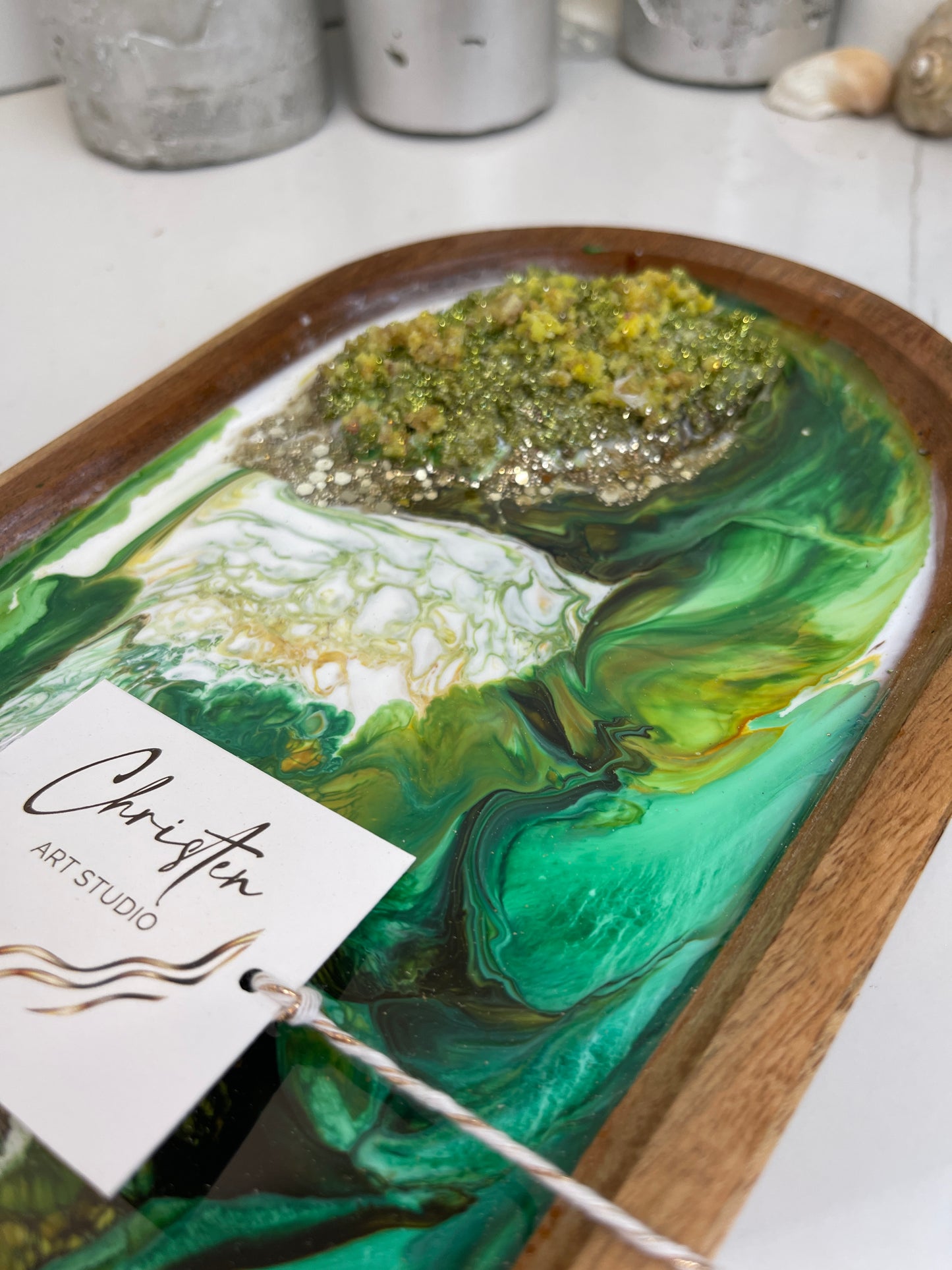 Green Long Oval Tray