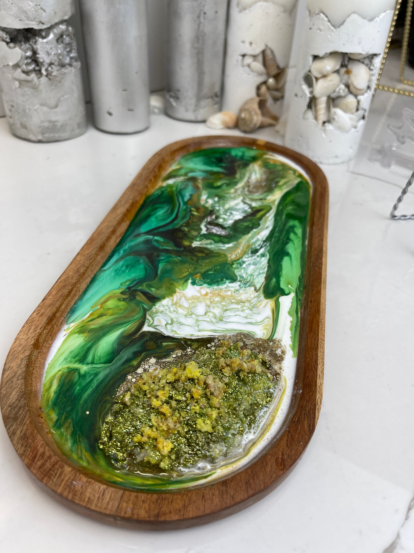 Green Long Oval Tray