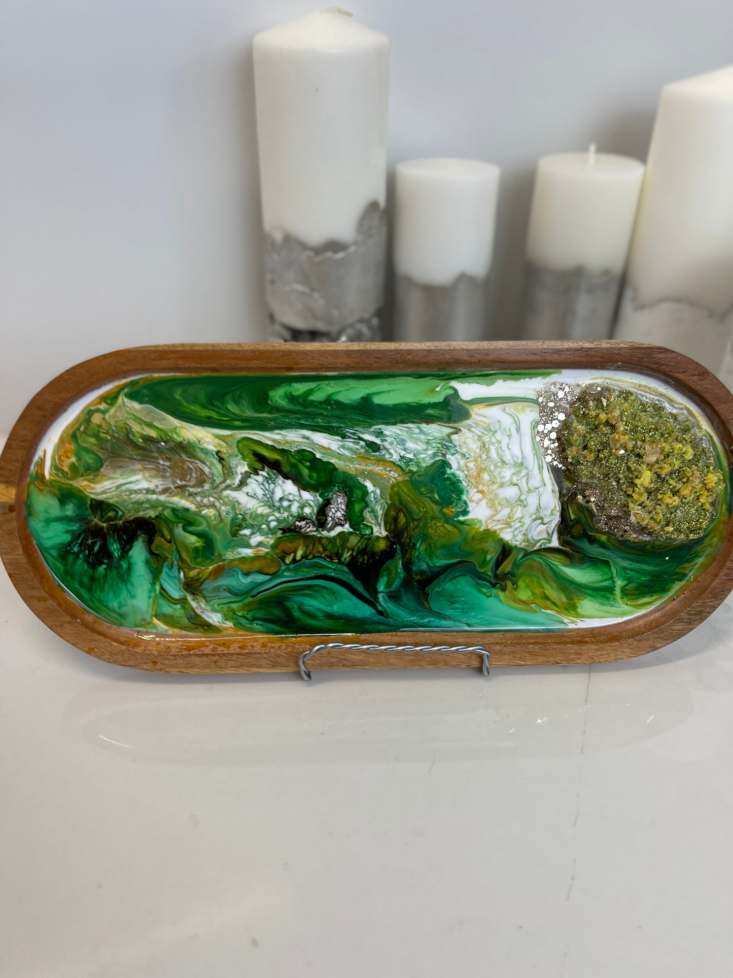 Green Long Oval Tray