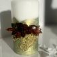 Iridescent Green and Gold Crystal Concrete Pillar Candle