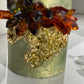 Iridescent Green and Gold Crystal Concrete Pillar Candle