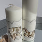 Luxury White Seashells Concrete pillar Candles Set of 2