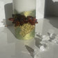 Iridescent Green and Gold Crystal Concrete Pillar Candle